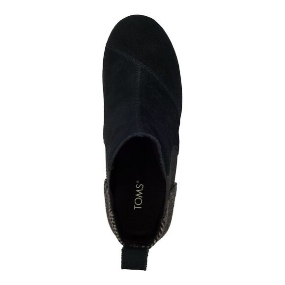 NWT TOMS Womens Black Mixed Media Emery Toe Wedge Slip On Suede Booties 7.5 - Picture 3 of 5